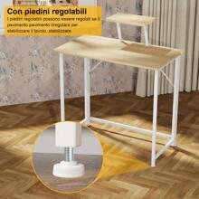Tavolo per computer pieghevole, piccolo tavolo per computer pieghevole per studiare e lavorare in camera da letto o in soggiorno, 80x45x74 cm, stile moderno, robusta struttura in metallo, nero/bianco/rovere