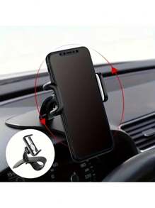 1 件通用车载手机支架，仪表盘安装，易于使用防滑支架，汽车导航手机支架，HUD 卡夹，可旋转仪表板安装支架，兼容 、Android 手机，生日、家人、朋友的礼物，汽车配件