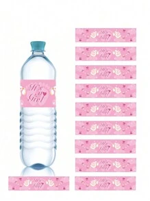 1 مجموعة من 10/20/50 قطعة من ديكورات حفلات الكشف عن نوع الجنين ،ملصقات وأغلفة زجاجات المياه المعدنية ل-حفلات استقبال الطفل، تصميمات البجعة وبصمة القدم الخاصة بعيد الحب