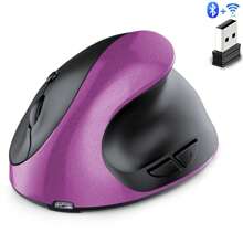 Souris verticale sans fil ergonomique Bluetooth 5.0 à double mode 1600 DPI réglable, 6 boutons, souris silencieuse rechargeable sans fil pour Win/Android/iOS (500 mAh)