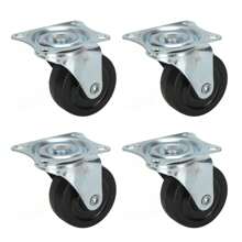 Paquete de 4 ruedas giratorias de 2 pulgadas con ruedas de freno base de goma dura con placa superior y rodamiento - Negro - Ver 3