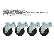 Paquete de 4 ruedas giratorias de 2 pulgadas con ruedas de freno base de goma dura con placa superior y rodamiento - Negro - Ver 7
