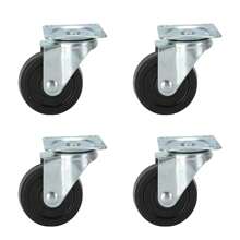 Paquete de 4 ruedas giratorias de 2 pulgadas con ruedas de freno base de goma dura con placa superior y rodamiento - Negro - Ver 2