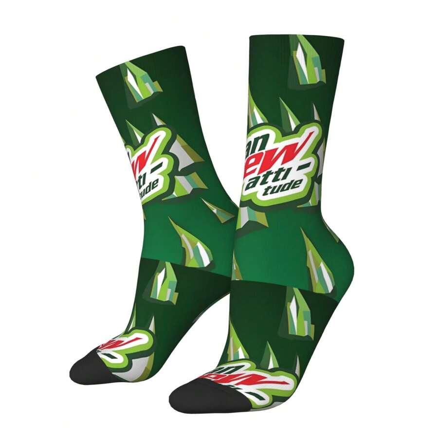 1 par de calcetines con actitud de rocio para hombres, calcetín tripulación con estampado de patrones sin costuras de Harajuku happy hip hop como regalo novedoso