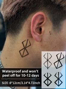 1Pc Geometric Temporary Tattoos Waterproof Sweatproof Last For 1-2 Weeks Realistic Herbal Juice Anti-Friction Non-Reflective Faux Black Fake Tattoos For Woman And Men Tattoo Stickers For Arm, Chest, Leg, Abdomen, Waist Modernist Body Art - Black - View 8