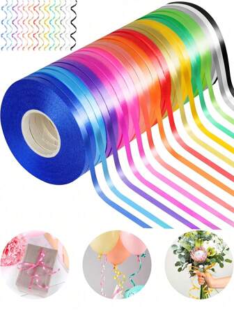 1/3/5rolls-10meters Curling Ribbon, Balloon String, 15 Colors Ribbons For Crafts, Balloon String Ribbon For Party, Festival, Florist Flower