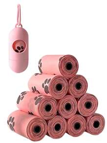 Available In 2 Sizes: 5 Rolls/75pcs And 10 Rolls/150pcs, Polyethylene Pet Poop Bags, Leakproof Dog Waste Bags Refill, With Paw Print Pattern, Suitable For Outdoor Walking And Animal Waste Disposal, Pet Cleaning Supplies