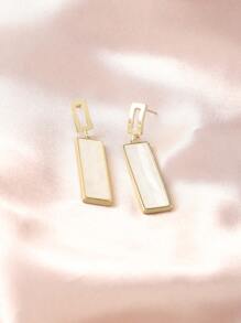 1 对简约人造贝壳方形耳环，时尚珠宝适合聚会和送给朋友的礼物 - 金黃色 - 查看 4