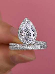 1 件经典方晶锆石戒指，适合女士婚礼订婚派对珠宝情人节礼物、妈妈、母亲、母亲节、礼物 - 1# - 查看 7