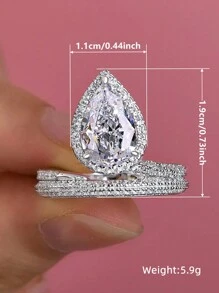 1 件经典方晶锆石戒指，适合女士婚礼订婚派对珠宝情人节礼物、妈妈、母亲、母亲节、礼物 - 1# - 查看 10