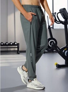 Men's Sports Ice Pants Summer Thin Straight Leg-Binding Casual Pants, For Fall