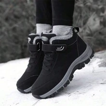 Women's Hiking Boots, Warm Thermal Lined Leather Short Boots, Outdoor Sports Shoes, Waterproof Trekking Climbing Boots, Anti-Skid Wear-Resistant Mountain Climbing Travel Shoes