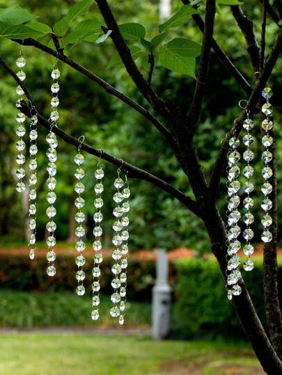 5pcs/Set Clear Crystal Glass Sun Catcher Pendant Home Decoration Wind Chime Pendant Garden Sun Catcher Garden Wedding Hanging Piece