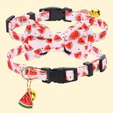 CP627 可拆卸猫项圈带铃铛，蝴蝶结，适合小猫和小狗，纯色，涤纶，仅可手洗，婚礼，基本款