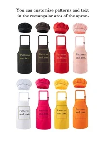 1 Set Customizable Kids Cooking & Baking Apron And Chef Hat Set, With Adjustable Neck Strap - Skin-Friendly Breathable Polyester Fabric, Suitable For Party & Family Activities For 3-14 Years Old Multi-Functional,Ornamental,Letter Exquisite,Stylish,Baby Fashion,Soft Squishy,Colorful,Cute Kawaii Adorable Unique,Customized Treasurefinds,Baby Gifts,Cutebaby For Children's Day,Chic Autumn,Kids,Customized Kids Hats, Gloves And Scarves