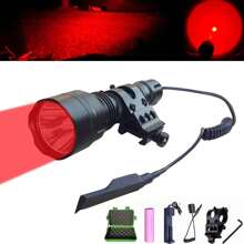 High Power 350 Yards Flashlight With Remote Control Switch - Green,Red, White Light For Night Hunting, Fishing, Camping, And Beekeeping, Rechargeable Battery And Carry Box Included,Mens Gift