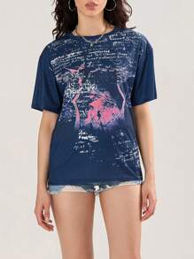 Women Fairy Grunge Gothic Summer T-Shirt Casual Short Sleeve Crewneck Graphic Printed Tees Loose Fit Tops Y2k Vintage Clothes Emo Tee Shirt 90s Harajuku Streetwear