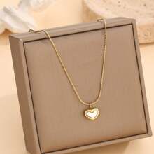 French Shell Love Necklace Light Luxury Simple Cool Clavicle Chain 18K Titanium Steel - 金色 - 查看 1