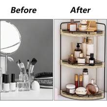 Superlele 3 Tier Corner Bathroom Counter Organizer, Rustic Bathroom Organizer, Wood Countertop Storage Tray For Vanity, Kitchen, Bedroom Back To School