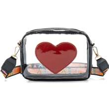 PVC Fashion Lettering Shoulder Camera Bag, Stylish And Simple Heart Decoration Transparent Jelly Sling Bag, Suitable For Travel And Vacation Waterproof Shoulder Bag, Perfect For Valentine's Day Gifts For Girlfriend, Lover, And Friends.