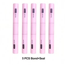 Waloshow 2pcs/Set Pink Eyelash Glue & Remover, Suitable For DIY Eyelash Extension, Cluster Lash Adhesive With Super Strong Bonding, Latex-Free, Waterproof, Eyelash Extension Glue (5ml*2)