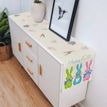 1pc Colorful Cute Rabbit, Carrot, Eucalyptus Leaf Pattern Table Runner, Modern Linen-Like Material, Easter Decor For Dining Table, Kitchen, Gatherings, Holidays, Parties, Home Decoration - Multicolor - View 5