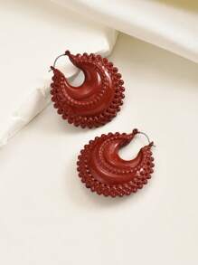 1 paire de boucles d'oreilles de mode à forme d'ellipse asymétrique avec design de sac chance, convient pour le port quotidien pour les femmes