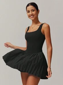 MASKERT Spring And Summer Women's Dresses, Sports Dresses, Casual Dresses, Tennis Dresses, Sports Clothes, Yoga Clothes, Tennis Clothes, Sports Sets, Breathable And Comfortable, Skin Friendly - 黑色 - 查看 4