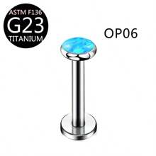 1pc Luxury Fashion G23 Titanium Piercing Jewelry 16G Opal Decorated Lip Stud, Earrings, Cartilage Stud, Nose Stud, Body Piercing Jewelry