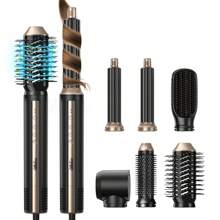 UKLISS Set de sèche-cheveux de style air, brosse soufflante 110 000 tr/min, boucleur à air automatique, brosse lissante pour des cheveux lisses et droits, peigne volumisant pour boucler les racines, coiffeur professionnel de salon, indispensables pour la maison, set pour les fêtes