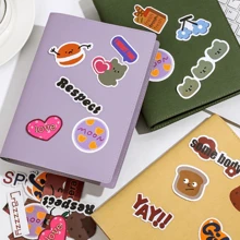 Cuaderno encuadernado en piel sintética PU tamaño A5 con 50 pegatinas, diario bonito, ¡regalos para volver al colegio!