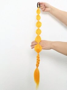 1pc Girl Colorful Extra Long 60cm Hair Extension With 1 Braids For High Ponytail And Double Ponytail Hairstyles, Elastic Hair Ties For Music Festival And Party(Red/Blue/Green/Rose Red)