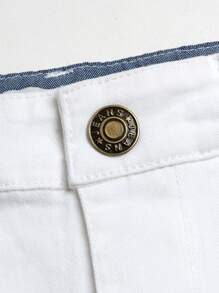 小男孩松紧腰斜纹布白色直腿休闲裤 - 白色 - 查看 4