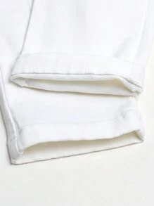 小男孩松紧腰斜纹布白色直腿休闲裤 - 白色 - 查看 9