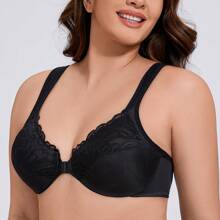 MELENECA MELENECA Front Closure Bras For Women Plus Size Underwire Unlined Lace Cup Cushion Strap