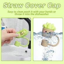 1 件/2 件/4 件 10 毫米可爱植物硅胶吸管塞，可重复使用吸管套，适用于 30 盎司和 40 盎司玻璃杯、杯子装饰配件、婚礼派对情人节母亲节礼物、学校用品 - 彩色 - 查看 3