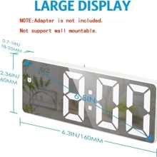SOKANY 1 pieza Reloj despertador con espejo simple, reloj LED inteligente de alta definición, con visualización de temperatura, brillo ajustable, función de control por voz, reloj de 12/24 horas, alimentación por USB y batería. Adecuado para reloj de escritorio, reloj despertador digital de mesita de noche, opción perfecta para decoración de escritorio y dormitorio.