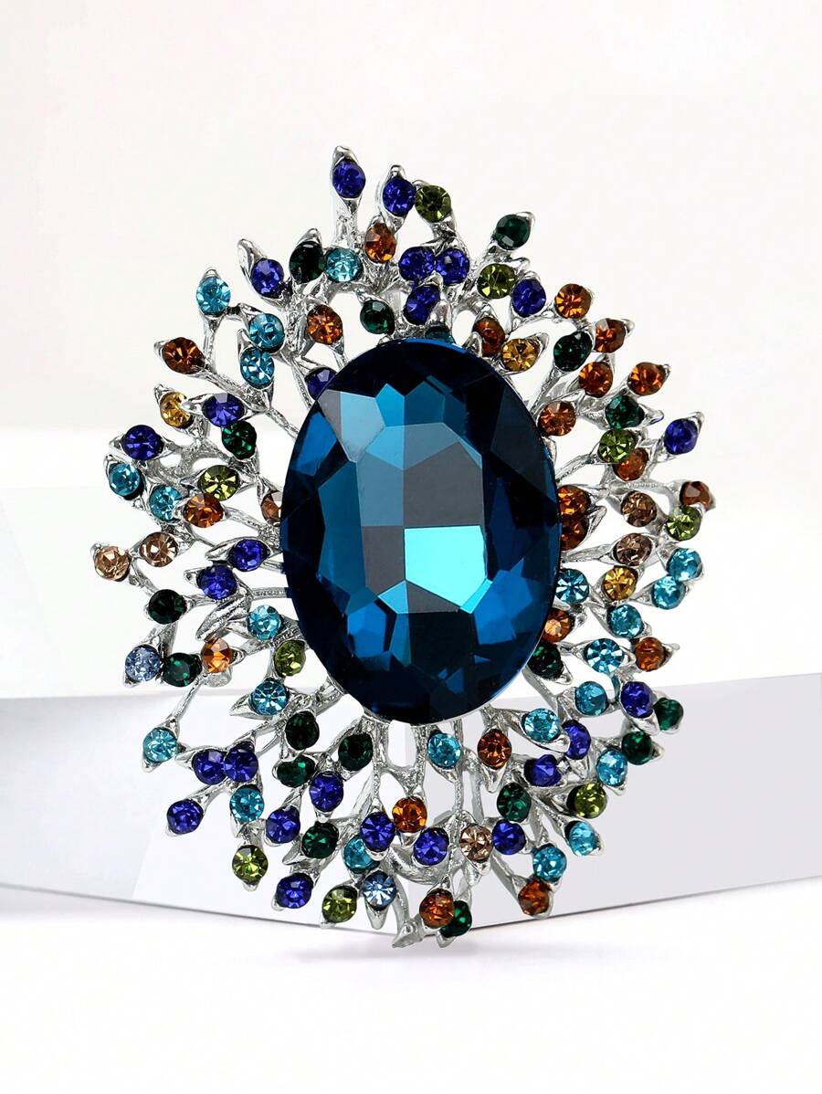 Luxury Crystal Flower Brooch For Women Party Banquet Jewelry Gift Dress Suit Accessories - Pink - View 1