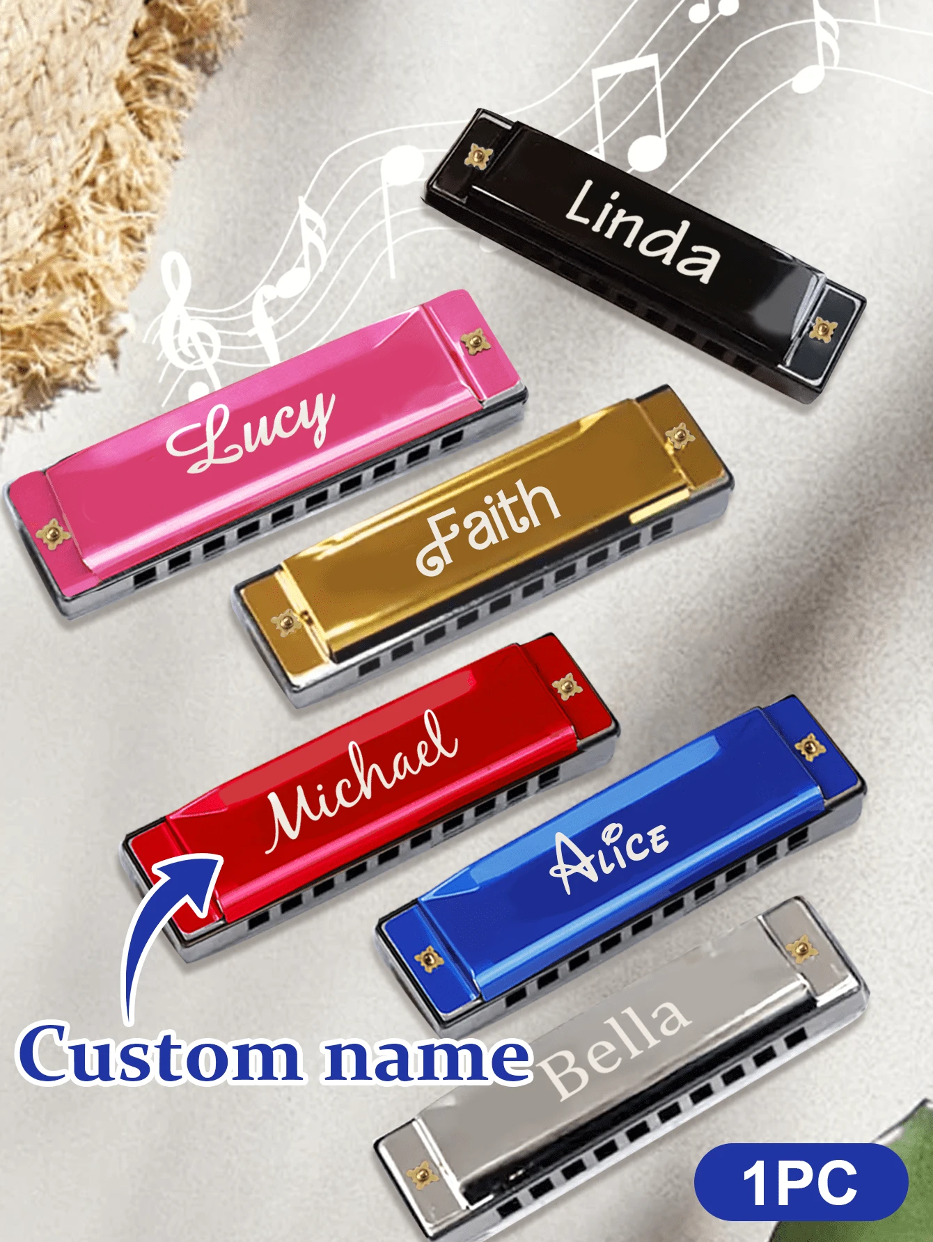 1pc Custom Engraved Blues Harmonica, 10 Hole C Key With Case, 10x2.7cm, Personalized Name Mouth Organ, For Professional Player, Beginner, Students And Gifts For Adults, And Friends - Musical Instrument Keepsake,Children's Birthday Gifts, Children's Day Gifts, Kids Gifts, Back To School,Chic Autumn,Kids,Customized Kids Growth Souvenirs,Christmas Gift Supplies