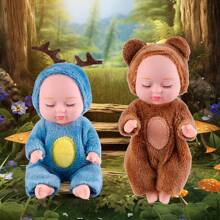 Muñecas bebé miniatura de 4 pulgadas con aspecto realista, muñecos bebé diminutos con ropa de animal, conjunto de regalos de muñecas bebé lindas para niñas pequeñas, niños de 3+ años, graduación, baby shower, cumpleaños (Estilo encantador)