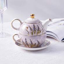 1 pieza Tetera, cafetera, taza y plato de cerámica vintage elegante, 7 estilos, exquisito juego de té de la tarde o café, juego de té elegante para dama, para uso doméstico/fiesta/comida/té de la tarde, Acción de Gracias/Navidad/, para exteriores, camping - multicolor - Ver 3