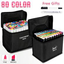 Marker 80 Colors Dual Brush Tip Permanent Art Markers For Book Painting Card Making Coloring Illustrations Sketch, Christmas Gift Back To School - Black - View 3