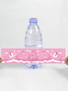 1 مجموعة من 10/20/50 قطعة من ديكورات حفلات الكشف عن نوع الجنين ،ملصقات وأغلفة زجاجات المياه المعدنية ل-حفلات استقبال الطفل، تصميمات البجعة وبصمة القدم الخاصة بعيد الحب