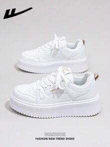 WARRIOR 1 Paar WARRIOR Damen Lässig Platform Skateboard Schuhe, Schnürdesign Niedrig-Top Outdoor Flach Sneaker für Herbst, dicksohliger modern Klassisch chunky Sneaker mit Retro-Details, bequem und stylisch, geeignet für Studenten