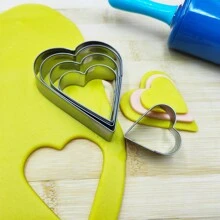 5pcs Stainless Steel Square Cookie Cutter Set, Round Dumpling Skin Tool, Heart, Flower, Star, Round Shaped Cookie & Pastry Mold - Silver - View 5