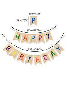 1 Set Banderines con cordel de estilo cumpleaños FELIZ CUMPLEAÑOS Decoración de fiesta colorida con banderas con letra de cola de milano para escenario de cumpleaños - Multicolor - Ver 3