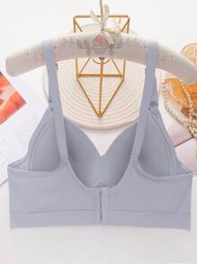 Set de 3 piezas de lencería con sujetador sin aros que levanta y sostiene, unicolor, ropa interior cómoda para uso en el hogar