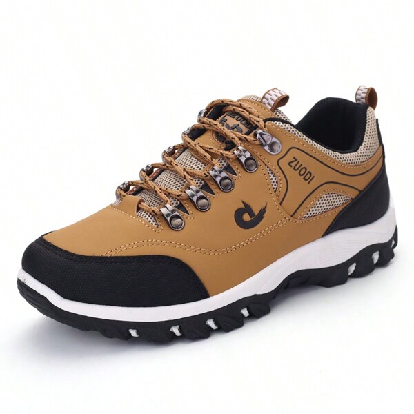 Men's Outdoor Sports Shoes Casual Leather Sneakers Breathable Waterproof Camping Shoes Anti-Slip Shock Absorption Hiking Shoes