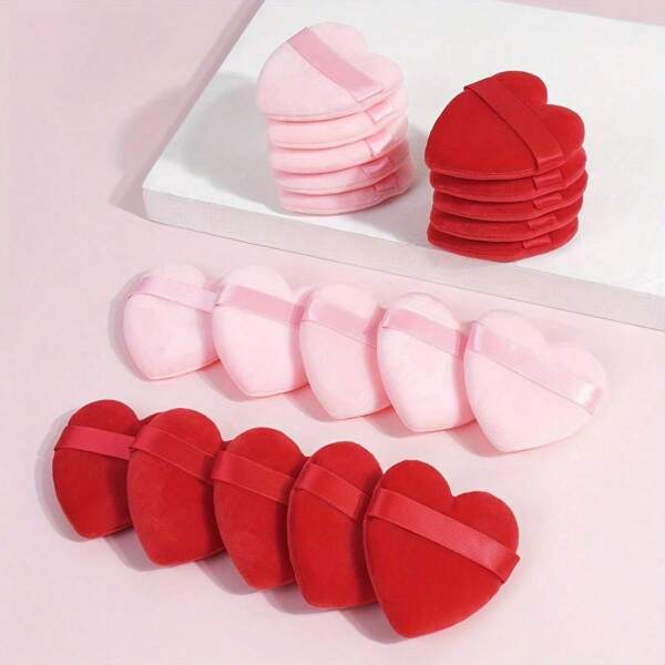 20 piezas de esponjas suaves con forma de corazón, adecuadas para polvos cosméticos, base líquida, rubor de cara y Body de color rojo y rosa, y herramientas de maquillaje facial