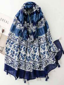 Paisley Pattern Simple Elegant Scarf, Fashionable Women's Silk Scarf, Vibrant Printed Large Shawl, Bohemian Style Beach Wrap, Linen Feel Shawl For Women, Spring/Summer - Multicolor - View 11